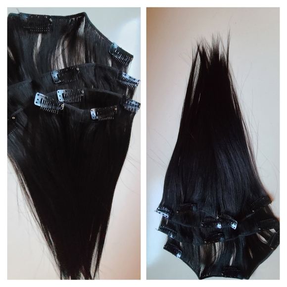 🆕️ 12 inch Color Black 🖤 Brand New 🖤Clip in Hair Extensions 🌱 - Picture 2 of 9